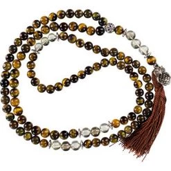 Kheops International Meditation & Prayer Gifts Owl Tiger Eye And Lemon Topaz ~ Mala Prayer Beads