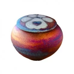 Raku Potteryworks Metaphysical & Divination Gifts Paw Print Silhouette Dreamcatcher Jar From Raku Pottery