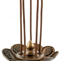 Om Imports Lotus Tibetan Incense Burner Antique - 3.75"H, 5"D