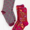 Natural LIfe Red Taupe Floral Socks Set