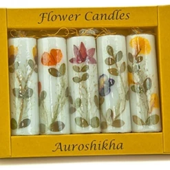 Om Imports Metaphysical & Divination Gifts Auroshikha Candles With Flowers Gift Set