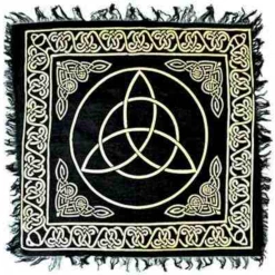Om Imports Gold Triquetra Altar Cloth - 18" X 18"