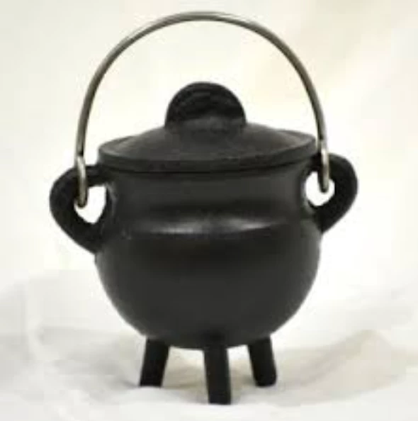 New Age Imports Metaphysical & Divination Gifts Cast Iron Cauldron W/lid 3"H 2.75"D 3 New Age Imports Metaphysical & Divination Gifts Cast Iron Cauldron W/lid 3"H 2.75"D