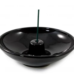 Shoyeido Obsidian Ceramic Round Incense Holder Incense & Accessories