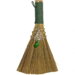 Kheops International Metaphysical & Divination Gifts Altar Wicca Broom - Triquetra W/ Green Aventurine