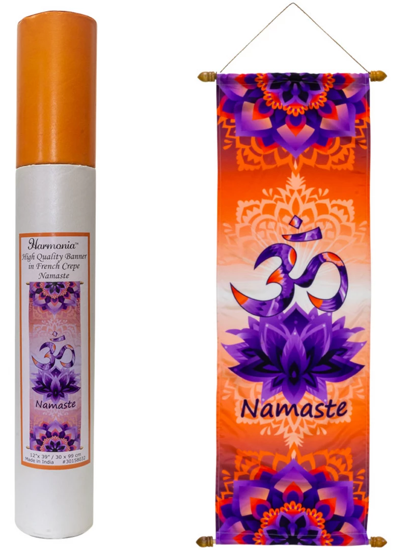 Kheops International High Quality French Crepe Poly Banner - Om Namaste 3 Kheops International High Quality French Crepe Poly Banner - Om Namaste