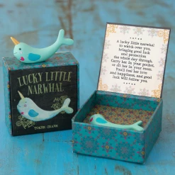 Natural Life Inspirations & Pocket Gifts Lucky Little Narwhal ~ Lucky Charm Box Gift Set
