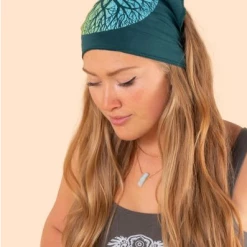 Soul Flower Two Tone Tree Of Life Teal Bandana Headband