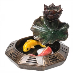 Pacific Trading Yin Yang Koi Pond Backflow Incense Cone Burner Incense & Accessories