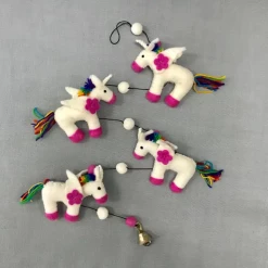 The Winding Road Rainbow Unicorn Felted Wool Garland Handcrafted In Nepal Unicorns