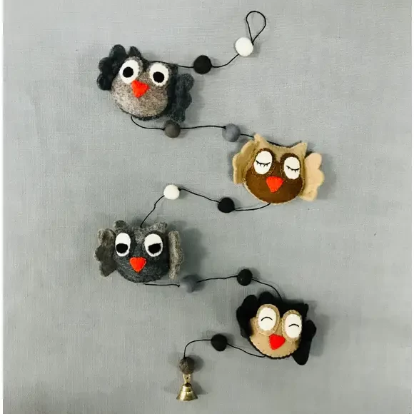 The Winding Road Owls Felted Wool Garland Handcrafted In Nepal Global Fair Trade Gifts 3 The Winding Road Owls Felted Wool Garland Handcrafted In Nepal Global Fair Trade Gifts