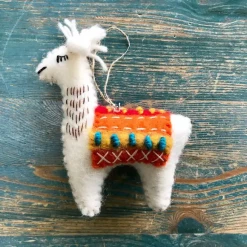 The Winding Road Llama Hand-Felted Wool Ornament Handcrafted In Nepal Llamas