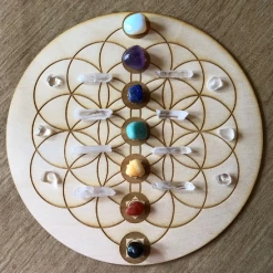 Zen And Meow Flower Of Life Chakras Crystal Grid Crystals & Tumbled Stones 7 Zen And Meow Flower Of Life Chakras Crystal Grid Crystals & Tumbled Stones