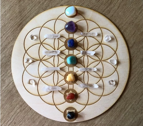 Zen And Meow Flower Of Life Chakras Crystal Grid Crystals & Tumbled Stones 5 Zen And Meow Flower Of Life Chakras Crystal Grid Crystals & Tumbled Stones