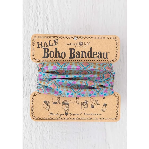 Natural Life Turquoise Orange Stamp Half Boho Bandeau 3 Natural Life Turquoise Orange Stamp Half Boho Bandeau