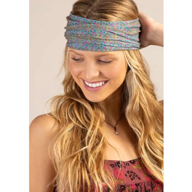 Natural Life Turquoise Orange Stamp Half Boho Bandeau 5 Natural Life Turquoise Orange Stamp Half Boho Bandeau