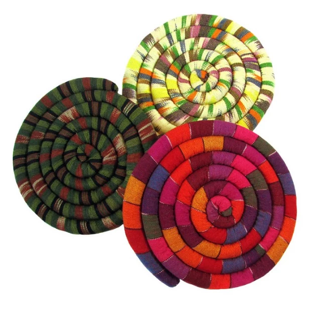 UPAVIM Crafts Handwoven Spiral Spiced Heatable Trivet (7.5") Handcrafted In Guatemala 6 UPAVIM Crafts Handwoven Spiral Spiced Heatable Trivet (7.5") Handcrafted In Guatemala