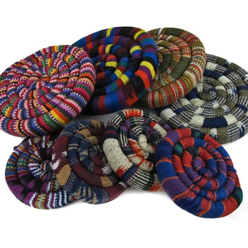 UPAVIM Crafts Handwoven Spiral Spiced Heatable Trivet (4") Handcrafted In Guatemala Global Fair Trade Gifts