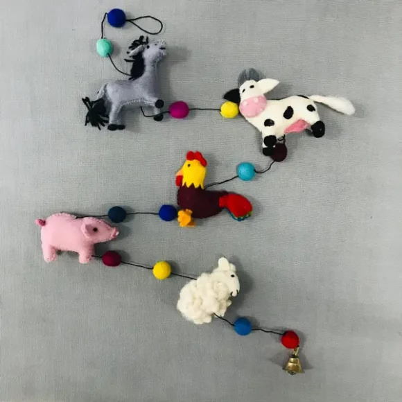 The Winding Road Global Fair Trade Gifts Farm Animals Felted Wool Garland Handcrafted In Nepal 3 The Winding Road Global Fair Trade Gifts Farm Animals Felted Wool Garland Handcrafted In Nepal
