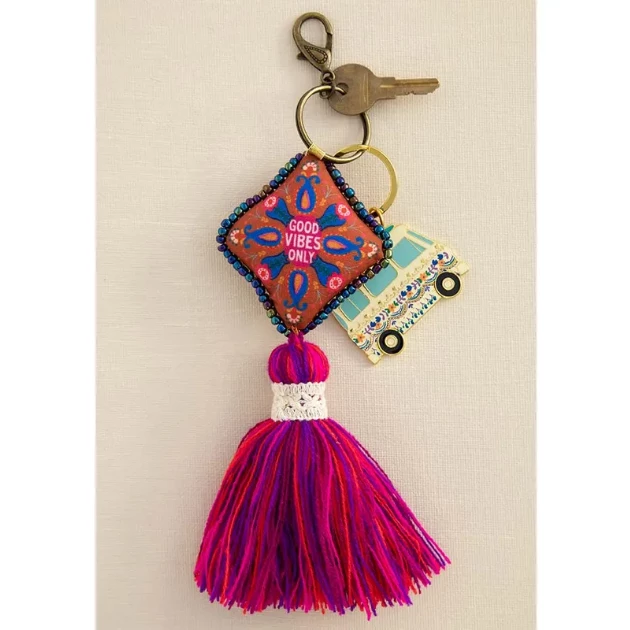 Natural Life Good Vibes Only Mantra Beaded Tassel Keychain 5 Natural Life Good Vibes Only Mantra Beaded Tassel Keychain