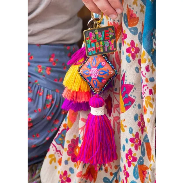 Natural Life Good Vibes Only Mantra Beaded Tassel Keychain 6 Natural Life Good Vibes Only Mantra Beaded Tassel Keychain