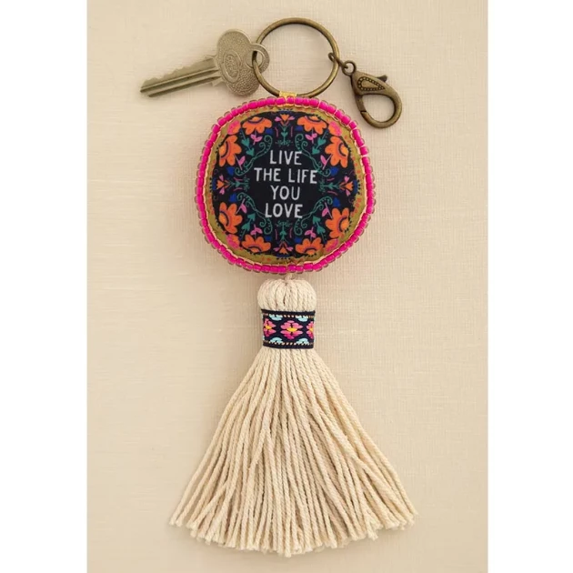 Natural Life Live The Life You Love Mantra Beaded Tassel Keychain 3 Natural Life Live The Life You Love Mantra Beaded Tassel Keychain