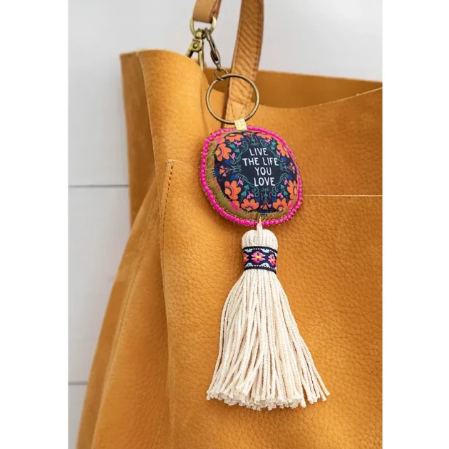 Natural Life Live The Life You Love Mantra Beaded Tassel Keychain 4 Natural Life Live The Life You Love Mantra Beaded Tassel Keychain