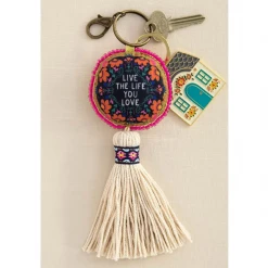 Natural Life Live The Life You Love Mantra Beaded Tassel Keychain 9 Natural Life Live The Life You Love Mantra Beaded Tassel Keychain