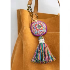 Natural Life Make A Difference Mantra Beaded Tassel Keychain