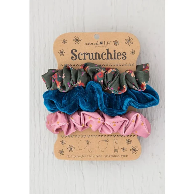 Natural Life Olive Floral Hair Scrunchie Set 3 Natural Life Olive Floral Hair Scrunchie Set