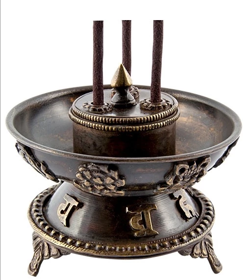 Om Imports Tibetan Copper Incense Burner 3.5"H, 4"D 3 Om Imports Tibetan Copper Incense Burner 3.5"H, 4"D