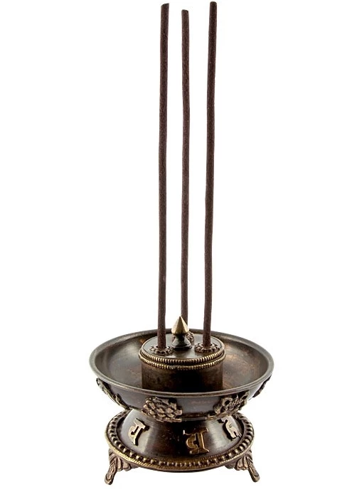 Om Imports Tibetan Copper Incense Burner 3.5"H, 4"D 4 Om Imports Tibetan Copper Incense Burner 3.5"H, 4"D