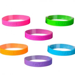 RI Novelty 6 Positive Words Rubber Bracelets