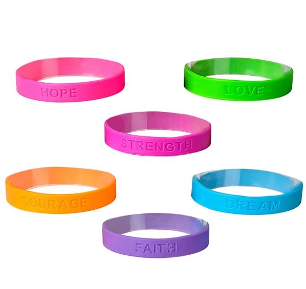 RI Novelty 6 Positive Words Rubber Bracelets 3 RI Novelty 6 Positive Words Rubber Bracelets