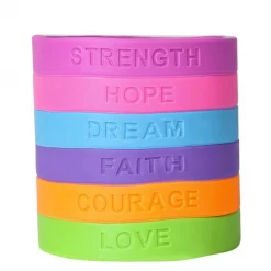 RI Novelty 6 Positive Words Rubber Bracelets 6 RI Novelty 6 Positive Words Rubber Bracelets