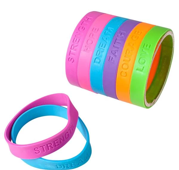 RI Novelty 6 Positive Words Rubber Bracelets 2 RI Novelty 6 Positive Words Rubber Bracelets