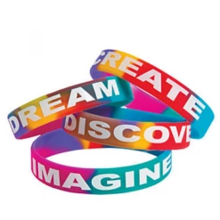 RI Novelty Inspirational Sayings Bright Watercolor Rubber Bracelets Smiles & Surprises