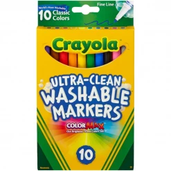 Notions 10 Count Crayola Ultra-Clean Fine Line Washable Markers Classic Colors Kids Crafts & Activities
