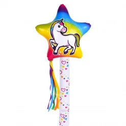 RI Novelty Rainbow Happy Unicorn Inflatable Wand