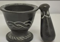 New Age Imports Black Soap Stone Celtic Knot Carved Black Mortar & Pestle 3'' X 3'' X 2.5''H Metaphysical & Divination Gifts