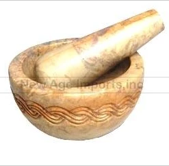 New Age Imports Celtic Knot Carved Mortar & Pestle Set - 4"D