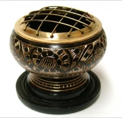 New Age Imports Brass Screen Incense Burner With Coaster - 2.5"D