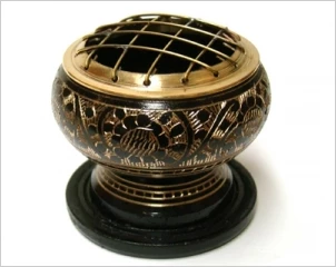 New Age Imports Brass Screen Incense Burner With Coaster - 2.5"D 3 New Age Imports Brass Screen Incense Burner With Coaster - 2.5"D