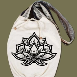 Soul Flower Lotus Flower Canvas Boho Bag