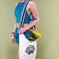 Soul Flower Lotus Flower Canvas Boho Bag