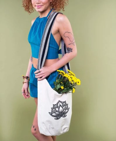 Soul Flower Lotus Flower Canvas Boho Bag 4 Soul Flower Lotus Flower Canvas Boho Bag