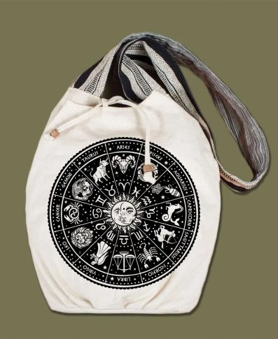 Soul Flower Zodiac Canvas Boho Bag 3 Soul Flower Zodiac Canvas Boho Bag