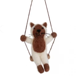 Ten Thousand Villages Cat On A Swing Ornament Handcrafted In Nepal