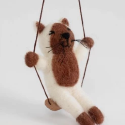 Ten Thousand Villages Cat On A Swing Ornament Handcrafted In Nepal