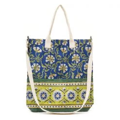 Matr Boomie Global Fair Trade Gifts Kalini Multi-Purpose Tote - Indigo & Lime Handcrafted In India